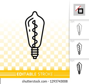 Light Bulb thin line icon. Outline web sign of glass lamp. Lightbulb linear pictogram with different stroke width. Simple vector transparent symbol. Electric power editable stroke icon without fill