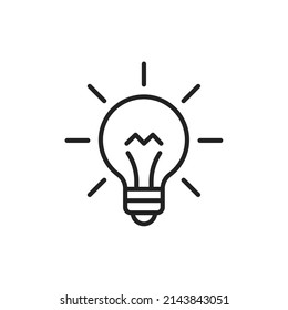 Light bulb thin line icon. Linear symbol. Vector illustration.