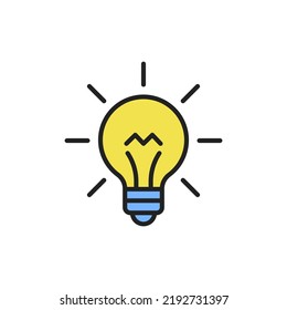 Light bulb thin line icon. Colourful linear symbol. Vector illustration.