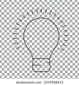 Light Bulb Thin Line Icon Concept Design on Checkerboard Transparent Background