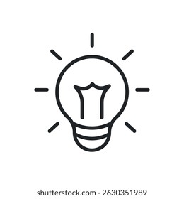 Light bulb thin line icons. Perfect pixel on transparent background