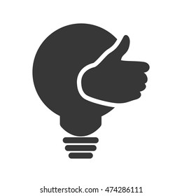 light bulb thumbs up ecology silhouette icon. Flat and Isolated design. Vector illustration