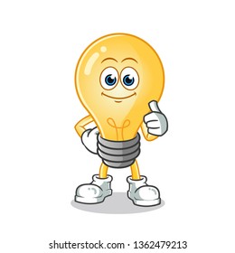 light bulb thumbs up mascot vector cartoon illustration