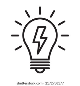 Light bulb with thunder icon, idea symbol.