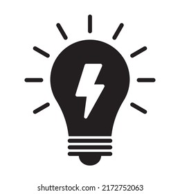 Light bulb with thunder icon, idea symbol.