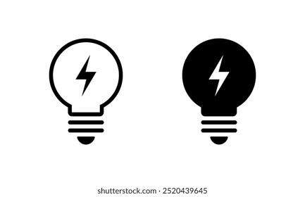 Light bulb with thunderbolt icon. Lamp with lightning sign symbol