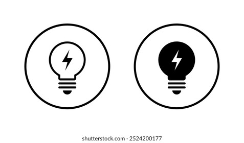 Light bulb with thunderbolt icon on circle line