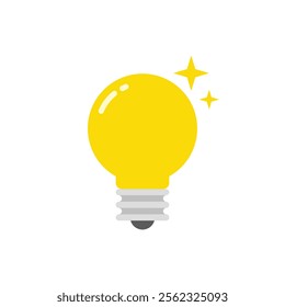 Light bulb tips icon in flat design. Yellow lamp, insight, idea sign symbol