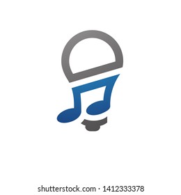 Light bulb with tone. smart logo. music icon.