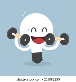Light Bulb Training With Dumbbells, Idea concept, VECTOR, EPS10