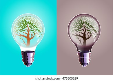 light bulb with a tree