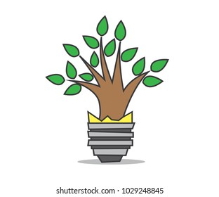 light bulb tree cartoon design illustration