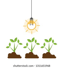 Light bulb with tree. Green energy concept
