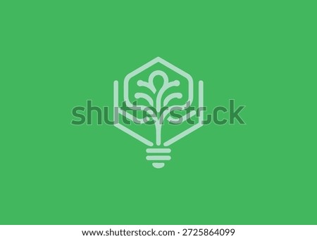 Light bulb tree hexagon logo for innovation, ideas, or eco-tech branding.