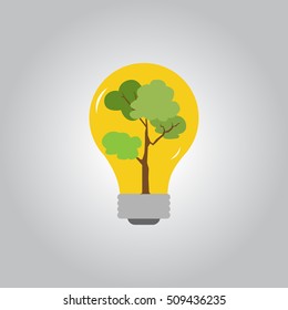 Light bulb with tree icon, save the tree concept, eps10 vector format