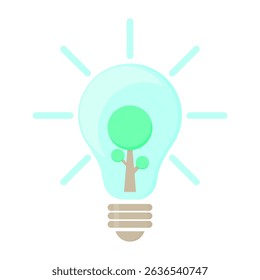 light bulb with tree inside. eco friendly energy theme. world environment day. renewable energy. vector illustration