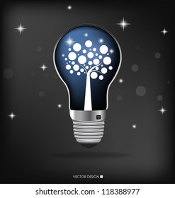 A light bulb with tree inside. Vector illustration.