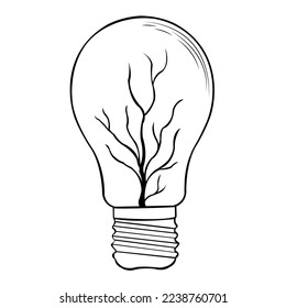 Light bulb Tree logo with line art style design template. Tree smart idea concept.EPS 10