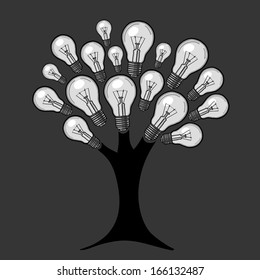 Light bulb tree. Tree made of light bulbs.