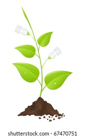 Light bulb tree. Save energy. Vector illustration.