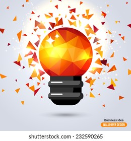 Light Bulb with Triangle Pattern background. Vector Illustration. Technology, Research and Science Concept. Business Idea.