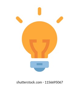 light bulb turn on  vector illustration in flat color design