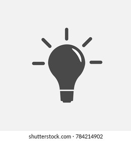  light bulb turned on vector icon symbol industrial and business idea concept gray