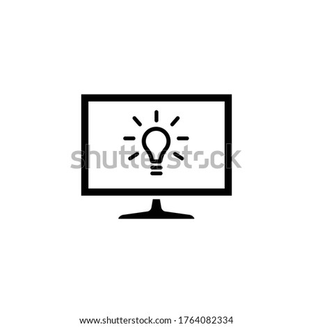 Light bulb in TV display icon vector in trendy flat style isolated on white background