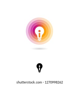 Light bulb UI icon. Idea emblem. Energy saving system. Web icon. I letter.