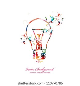 Light bulb vector background with hummingbirds