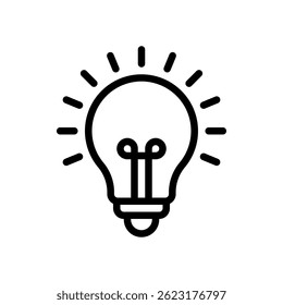 Light Bulb Vector for Bright Ideas and Energy Efficiency. Classic bulb illustration. Innovation and sustainable lighting concept. Line Icon