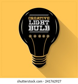 Light bulb vector design in flat design & long shadow