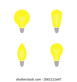 Light bulb vector design. Set of  flat and simple light bulb icon isolated on white.