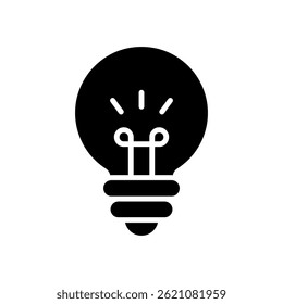 Vector de bombilla para energía e idea: icono de bombilla ecológica, diseño de ahorro de electricidad, concepto de innovación. Icono de glifo