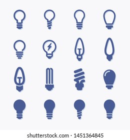 Light bulb vector flat gra pictogram icons