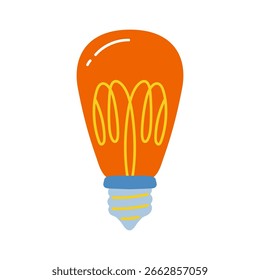 Ilustração gráfica vetorial de lâmpada. Lâmpada moderna de baixo consumo de energia. Símbolo de uma nova ideia, assine inspiração. Conceito de eletricidade.