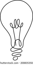 Light bulb vector icon, black line drawing