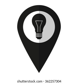 Light bulb - vector icon;  black map pointer
