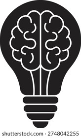 Light bulb vector icon. Creative lightbulb icon for innovation, idea, solution, thinking and brainstorming concepts, isolated on transparent background. Inspiration creativity bulb design.