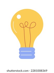 Helle Glühbirne, Vektorsymbol im Dodle-Stil. Brainstorming-Schild. Glühbirne im flachen Stil. Handgezeichnete elektrische Lampe, Glühbirne.