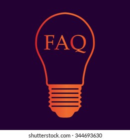 Light bulb vector icon with FAQ icon