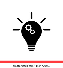 Light bulb vector icon, idea symbol. Simple, flat design for web or mobile app