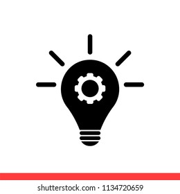 Light bulb vector icon, idea symbol. Simple, flat design for web or mobile app