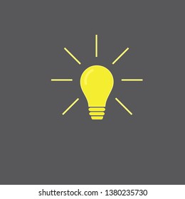 Light bulb vector icon. Idea sign. Thinking concept, Lighting Electric lamp. 
 Electricity, shine. Bulb light symbol Energy. Trendy Flat style for graphic design, Web site, UI. Eps 10