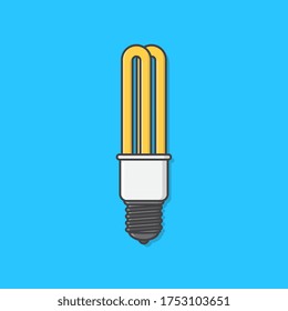 Light Bulb Vector Icon Illustration. Incandescent Or Fluorescent Energy Saving Light Bulb
