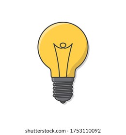 Light Bulb Vector Icon Illustration. Incandescent Or Fluorescent Energy Saving Light Bulb