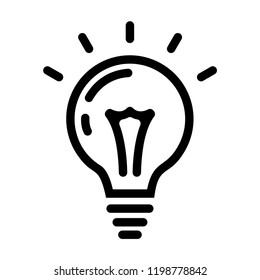Light bulb vector icon isolated on white background.