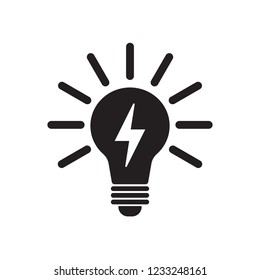 light bulb vector icon, lamp with lightning