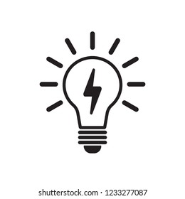 Light Bulb Vector Icon, Lamp With Lightning