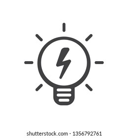 Light bulb vector icon, lamp with lightning